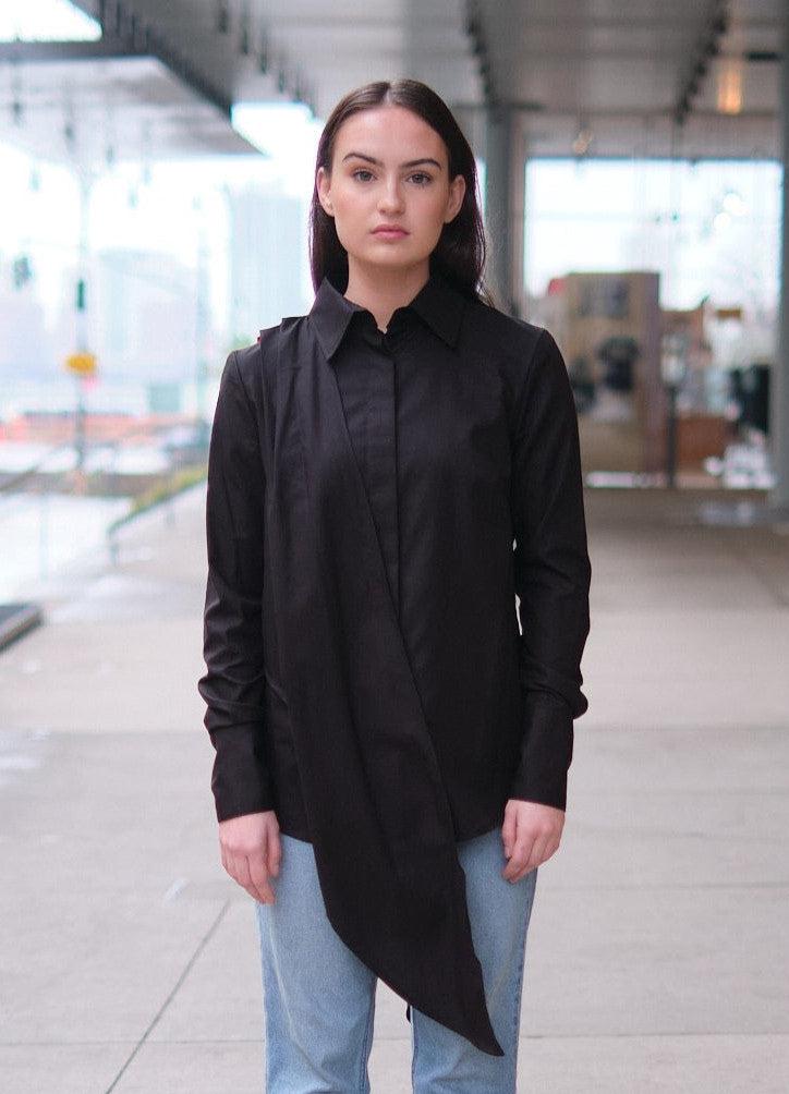CAMISA Black Button-Down Shirt with Removable Sleeves M / Black CAMISA Black Button-Down Shirt with Removable Sleeves M / Black