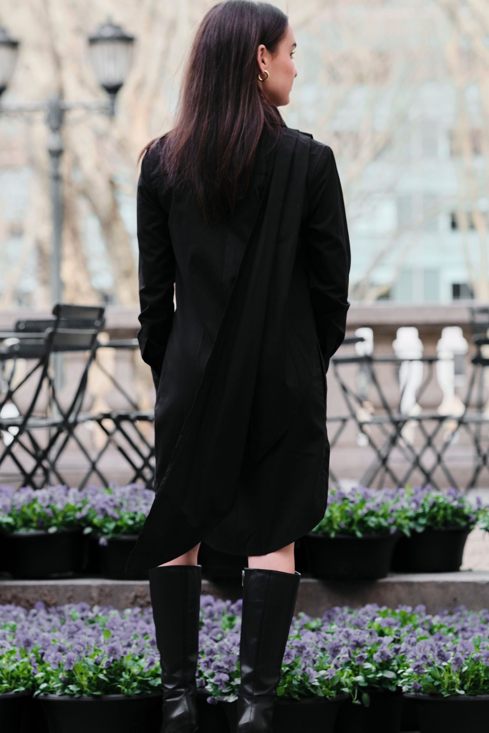 VESTIDO Black Shirtdress with Removable Sleeves M VESTIDO Black Shirtdress with Removable Sleeves M