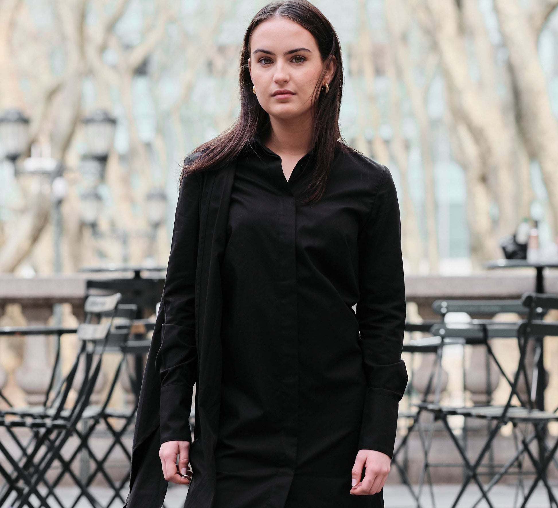 VESTIDO Black Shirtdress with Removable Sleeves M VESTIDO Black Shirtdress with Removable Sleeves M