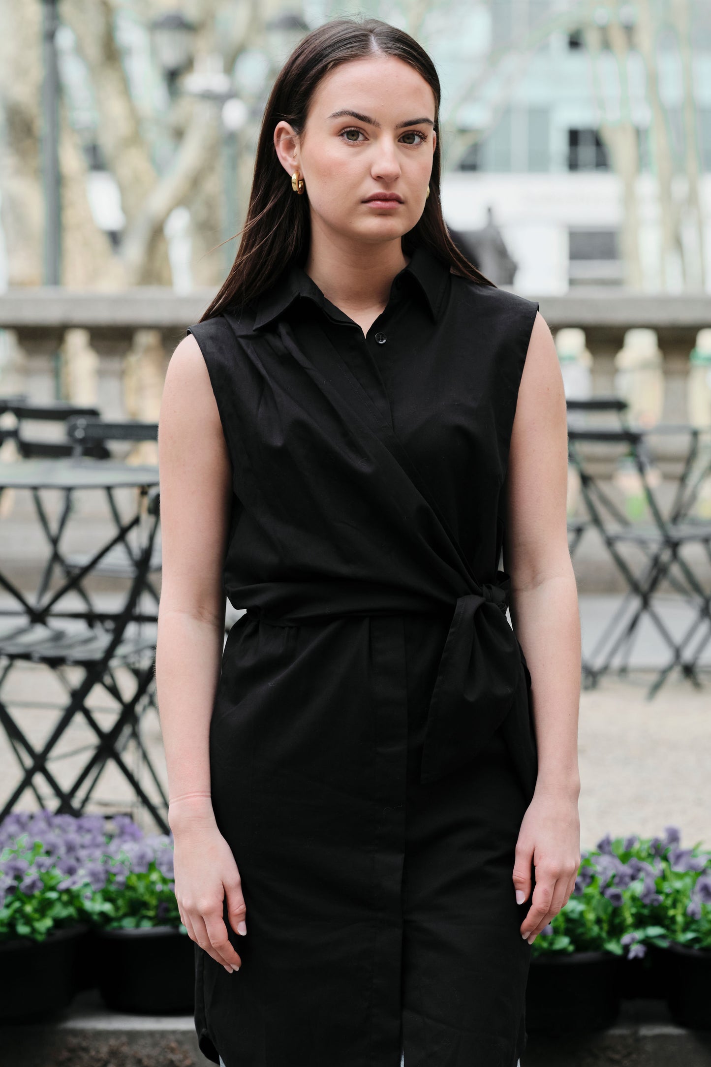 VESTIDO Shirtdress with Removable Sleeves | Black